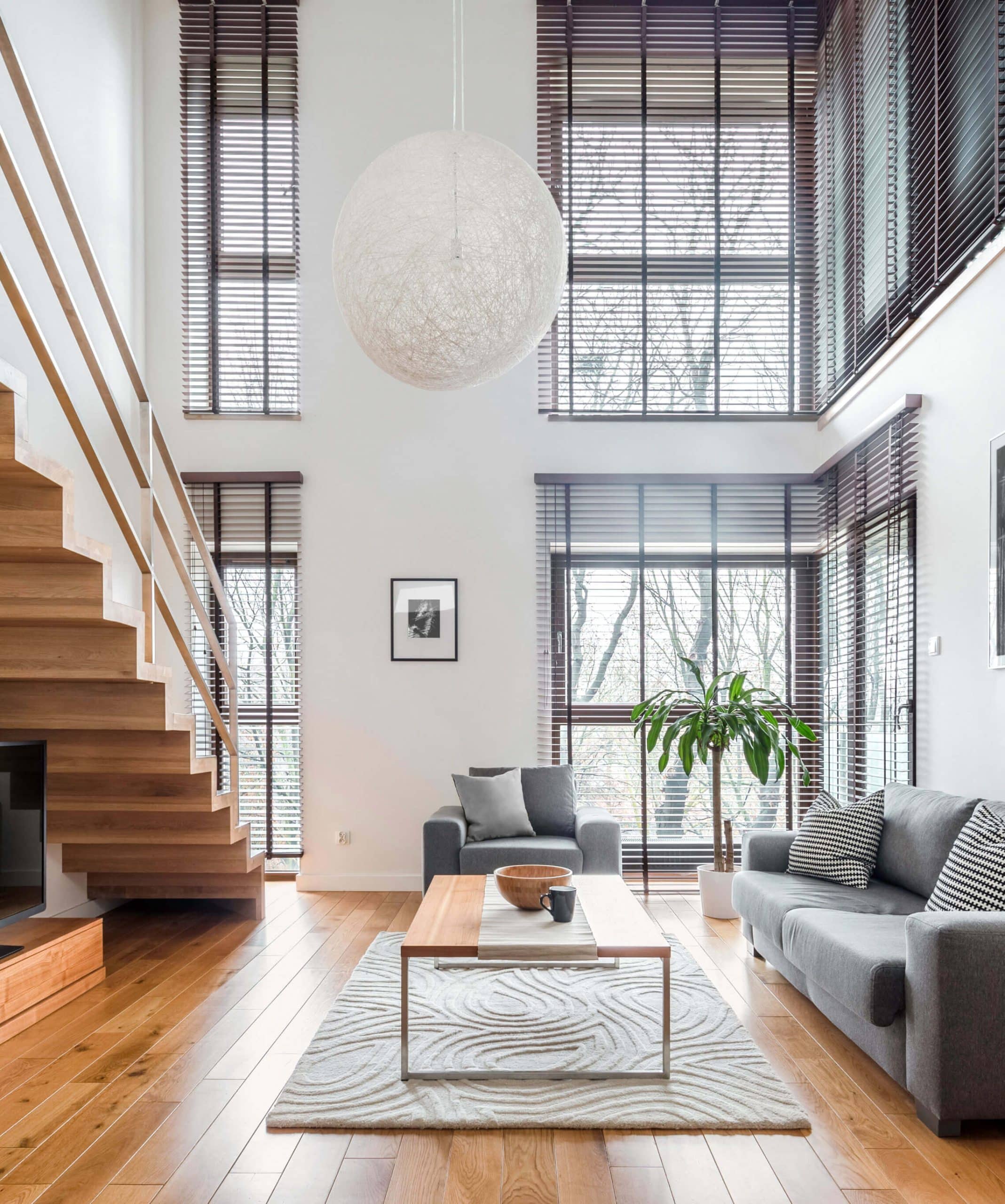 high ceiling living room