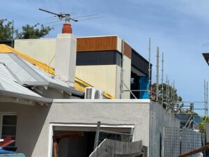 Second storey addition in Mount Hawthorn during construction.